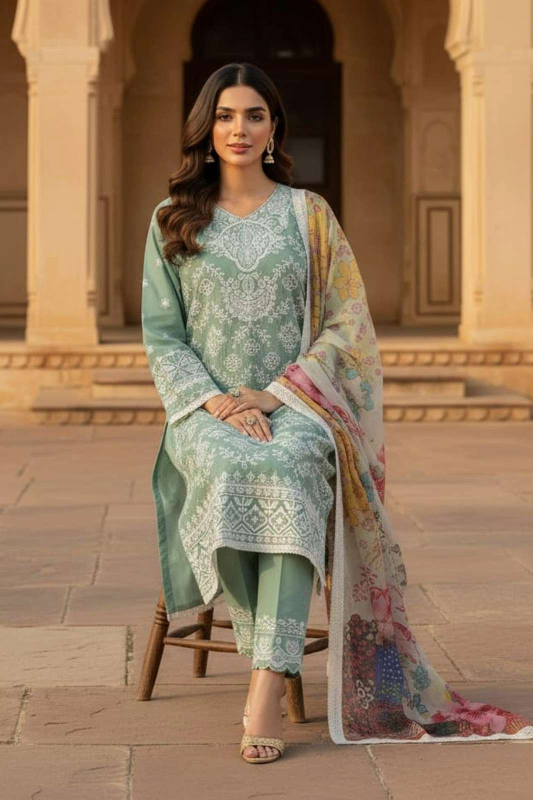 Shri Balaji Emporium 21057 Rayon With Cotton Thread Embroidery Work And Sequence Work Suit