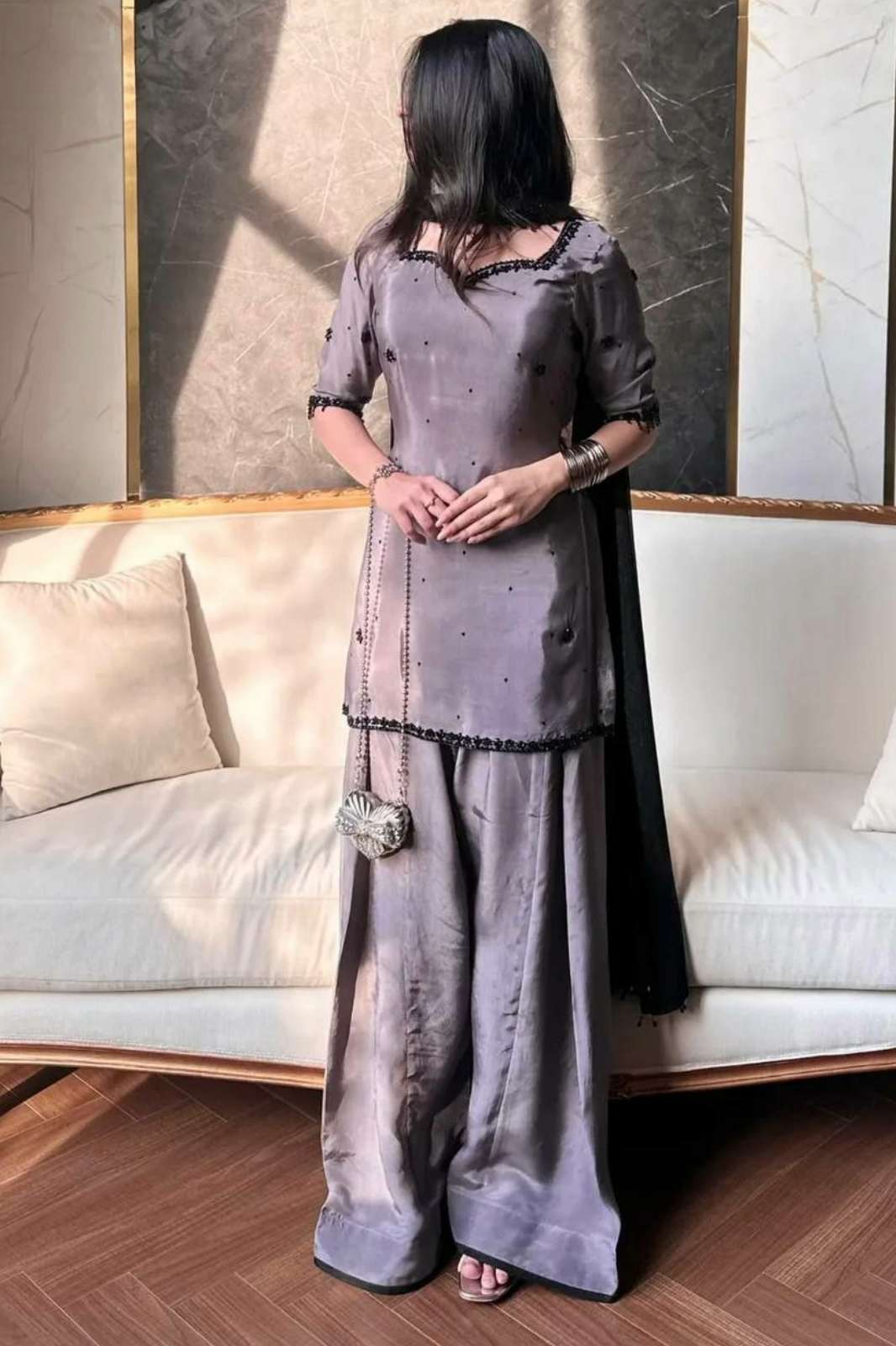 Shri Balaji Emporium 25533 READY TO WEAR Heavy Natural Crep Silk With Sequence and Needle Embroidery Work Suit