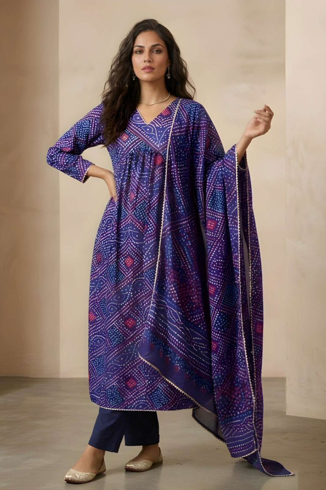 Shri Balaji Emporium 381 Bandhani Printed kurti with pant and Dupatta