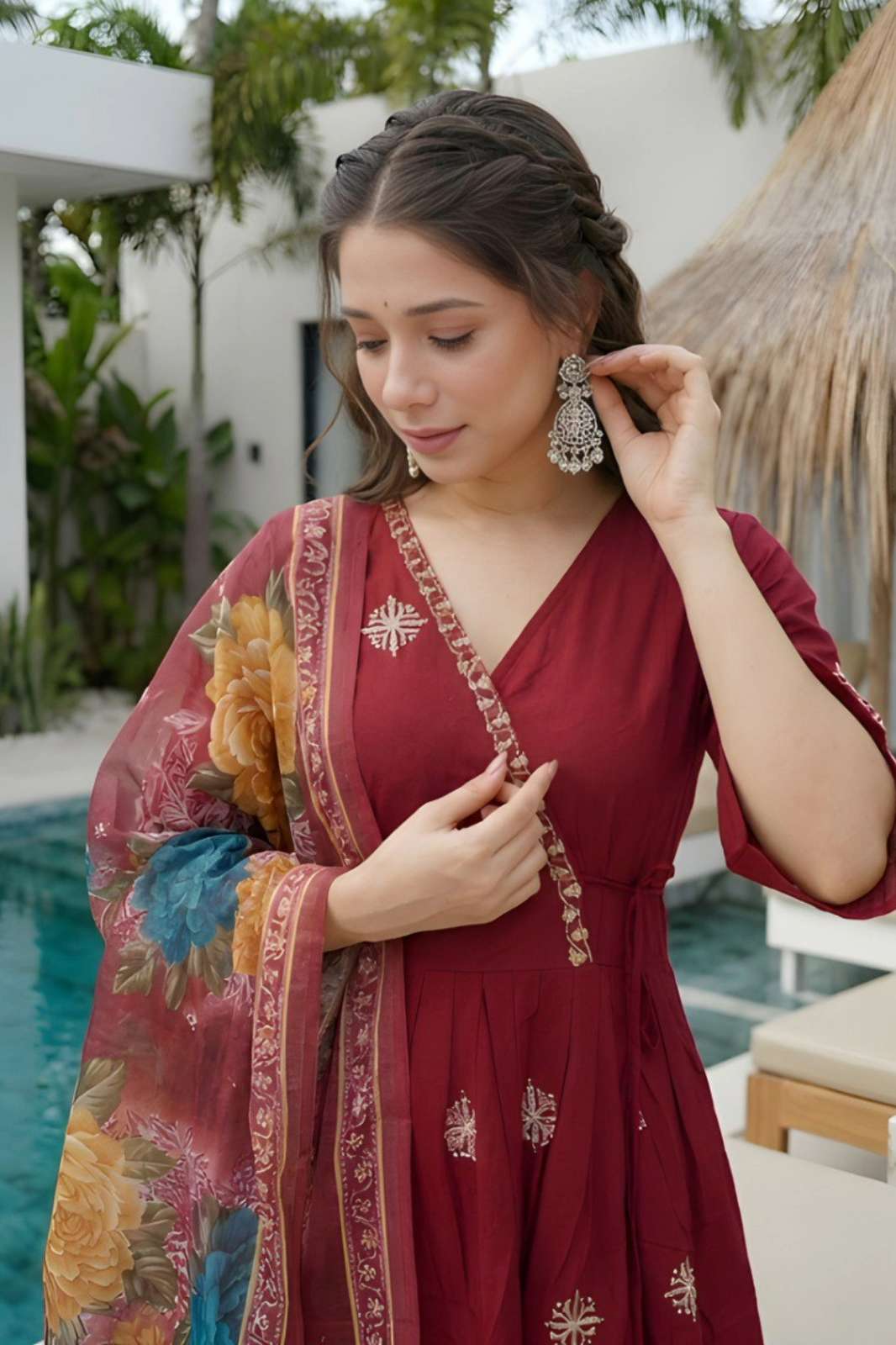 Shri Balaji Emporium 6006 woman Angrakha style anarkali kurta with dupatta suit 