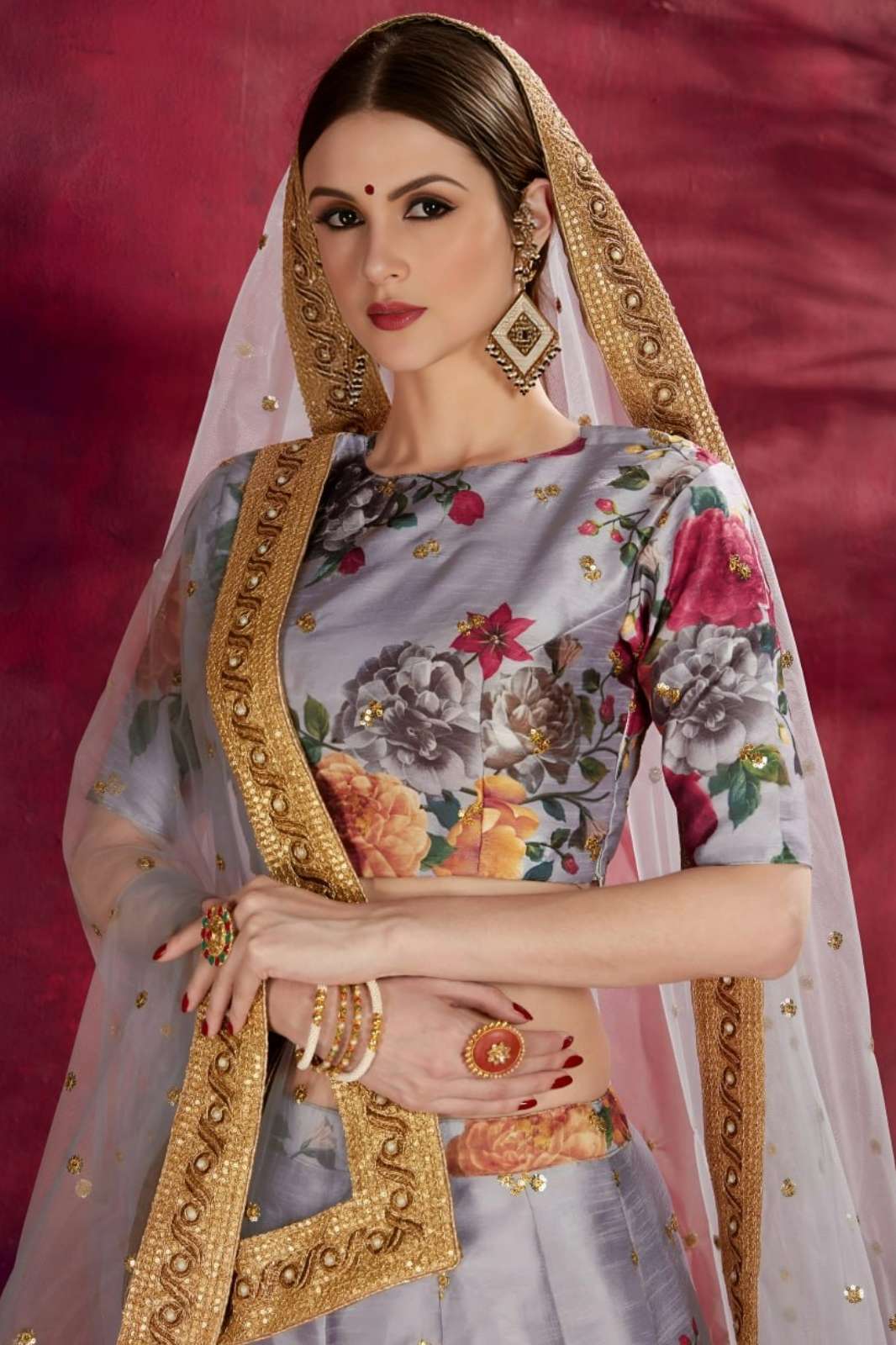 Shri Balaji Emporium 7510 Silk Digital Print and Dori Zari and Sequins Embroidery with Pearl work lehenga