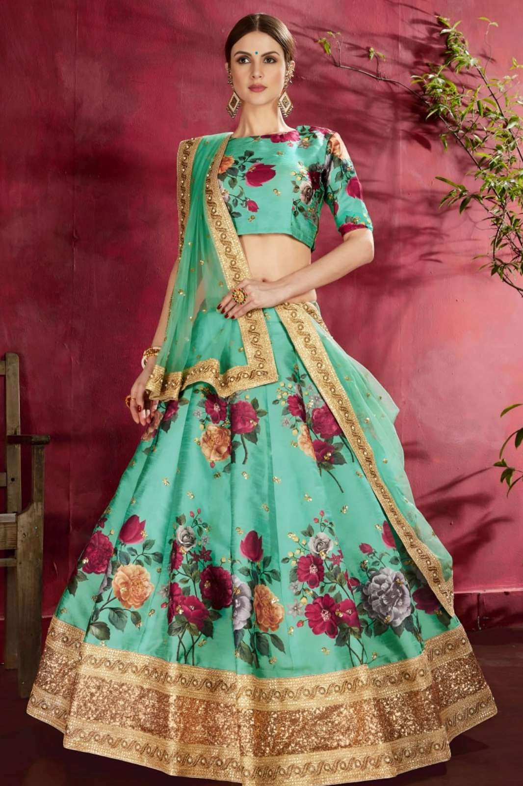 Shri Balaji Emporium 7511 Silk Digital Print and Dori Zari and Sequins Embroidery with Pearl work lehenga