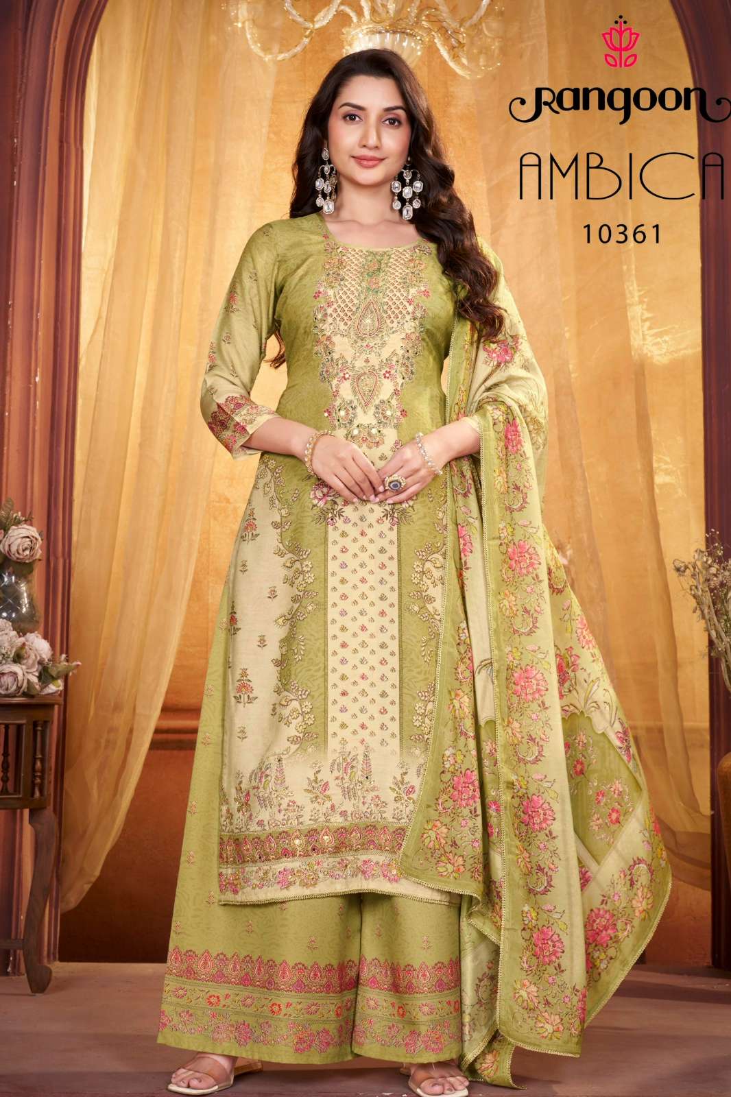 Shri Balaji Emporium  AMBICA Muslin With Pure Digital Print Aari zarkan Daimond Work Suit