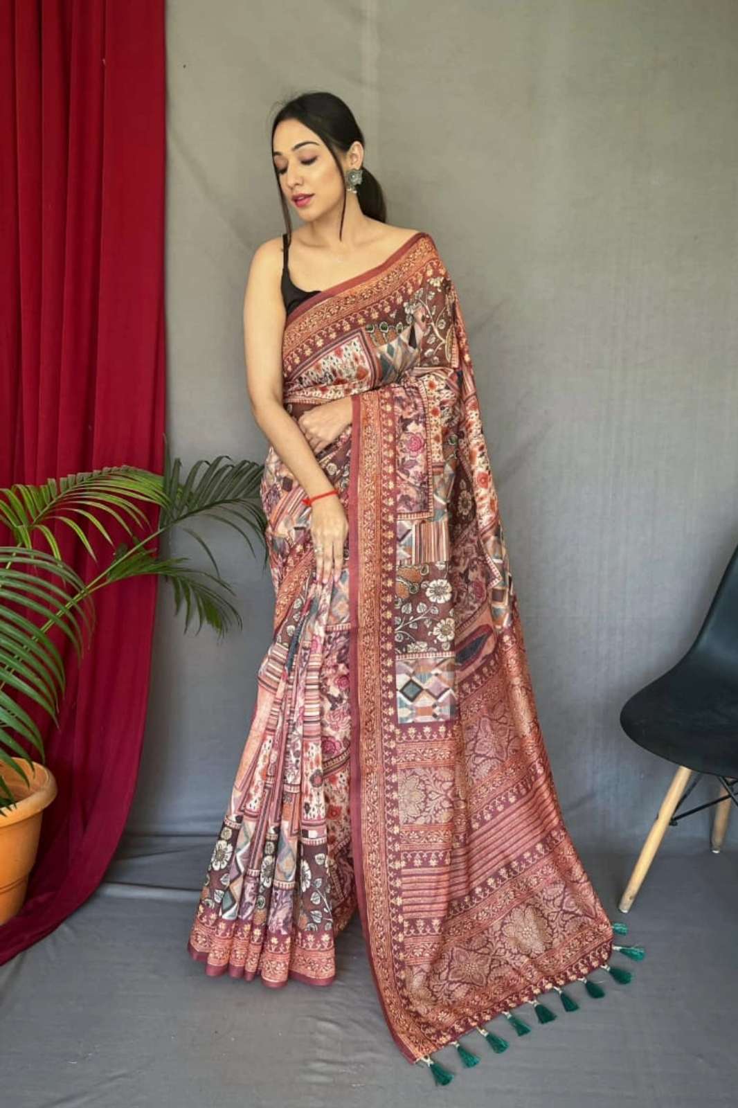 Shri Balaji Emporium CARPET SILK Cotton Sarees With Kashmiri Digital Print Saree collection