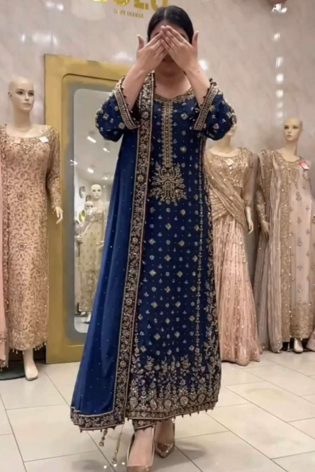 Shri Balaji Emporium DV 25475 HEAVY  FUAX GEORGETTE SHINE SEQUENCES AND REVET MOTI WORK SUIT 