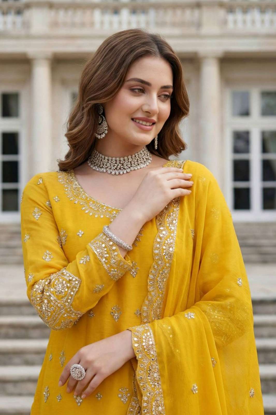 Shri Balaji Emporium DV 25524 Ready to wear Chinon Silk fabric with Embroidery Sequence  and Zari Work Suit