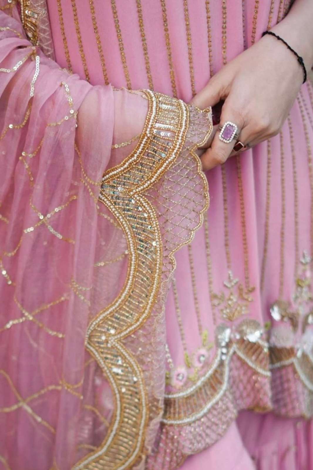 Shri Balaji Emporium DV 25527 Ready to wear CRUSH HEAVY EMBROIDERY SEQUENCE WORK WITH CUTWOK BORDER SUIT 