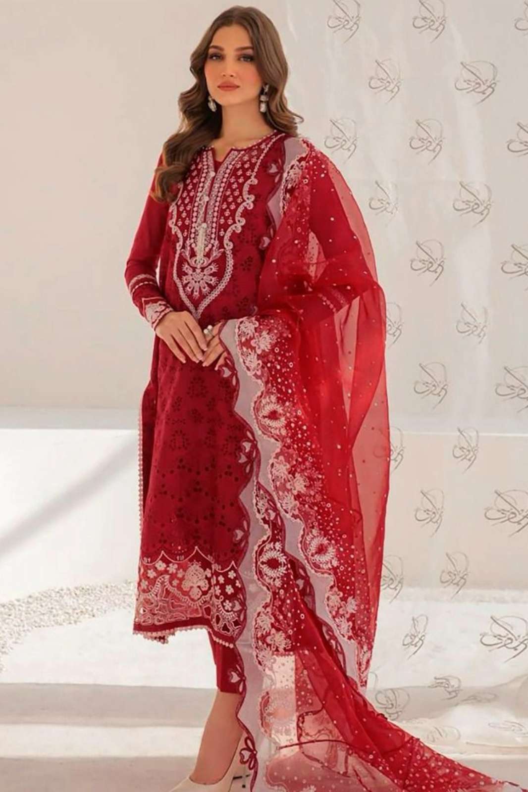 Shri Balaji Emporium FLORENT 1038 CAMBRIC COTTON WITH HEAVY EMBROIDERED CHIKANKARI WORK MUSLIM SUIT