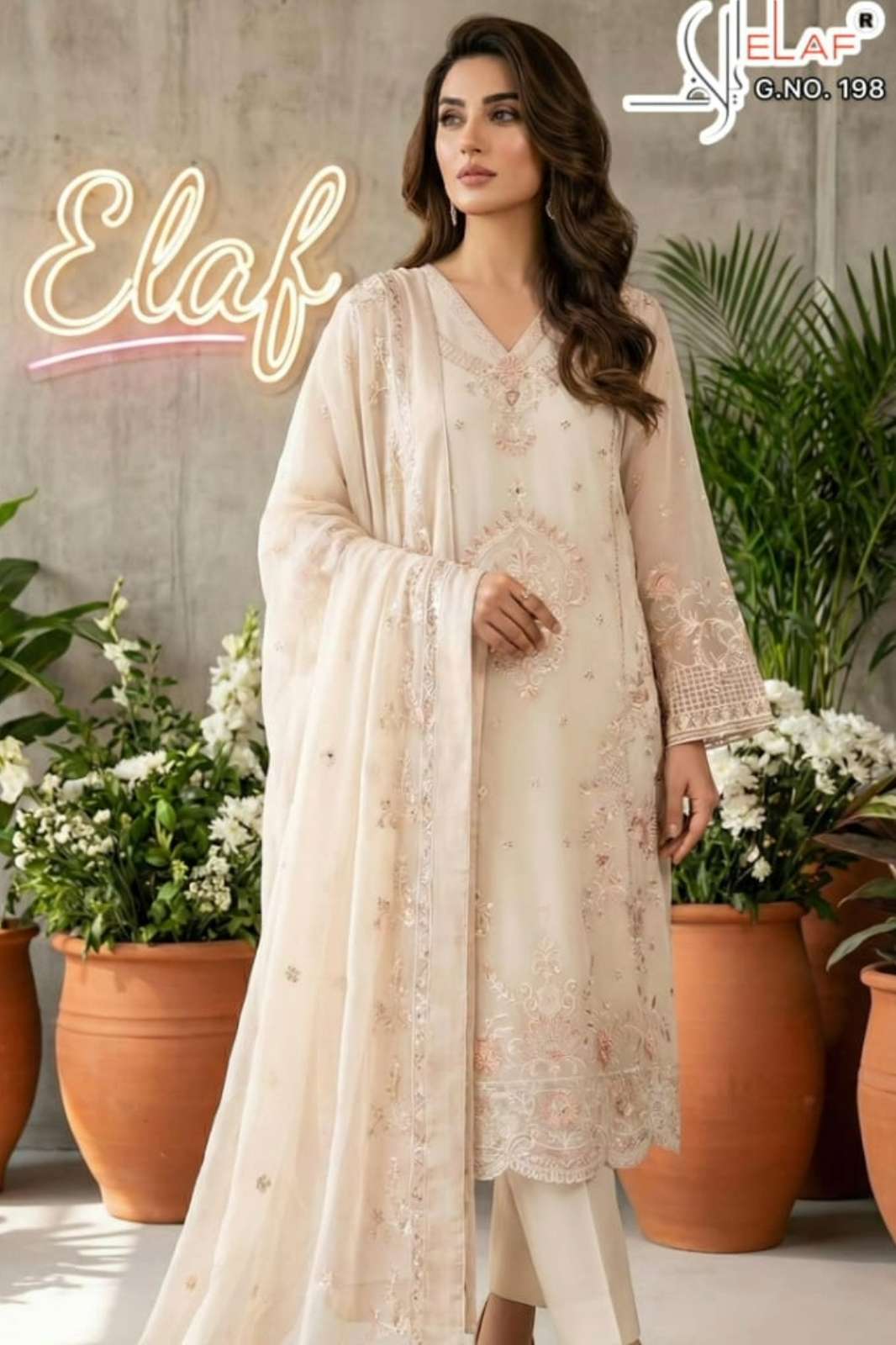 Shri Balaji Emporium G 198 HEAVY FAUX GEORGETTE EMBROIDERED SUIT WITH PEARL WORK