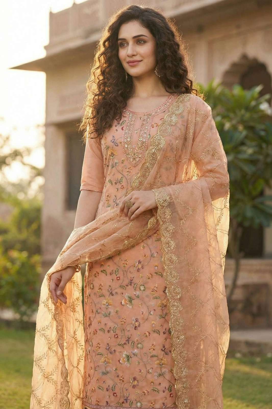 Shri Balaji Emporium JIYARA Ready to Wear VISCOSE ORGANZA WITH HAND WORK SUIT 