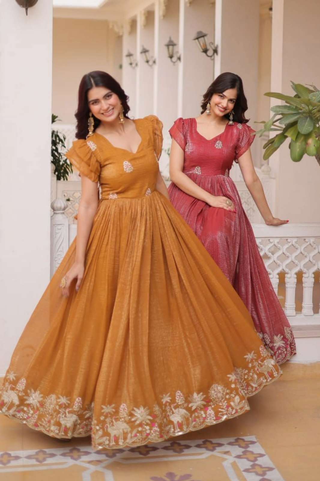 Shri Balaji Emporium KA 1223 Silver Crunchy with embroidery work ready to wear suit