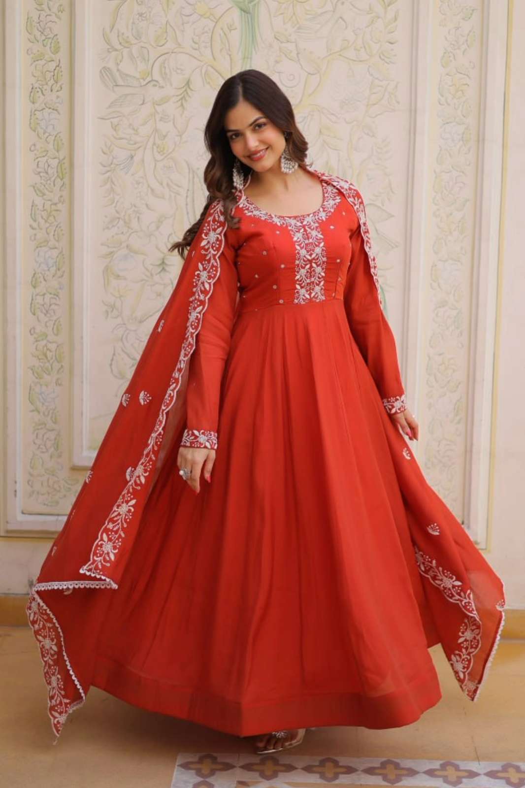 Shri Balaji Emporium KA 1244 Mal Chanderi with Beads embroidery work Gown