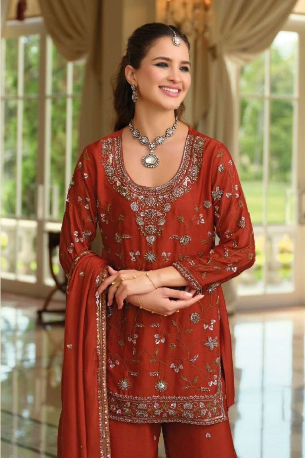 Shri Balaji Emporium Khushi Ready to Wear Heavy Chinon Party wear Suit with emboidery work