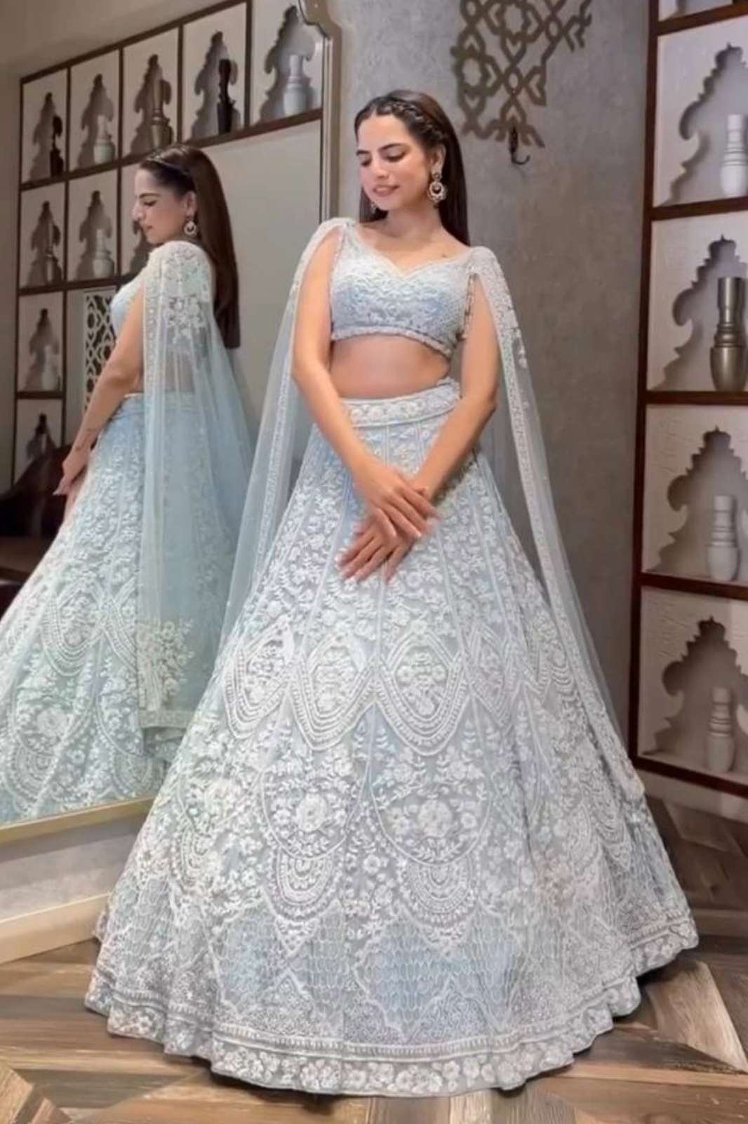 Shri Balaji Emporium L 3093 Partywear Net lehenga with beautiful sequins & thread work 