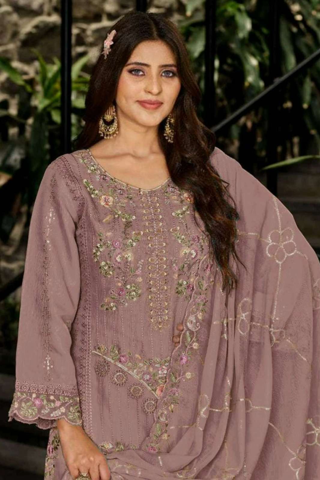 Shri Balaji Emporium M 1196 Heavy Faux Georgette Embroidered Sequence and Khatli Work Suit collection