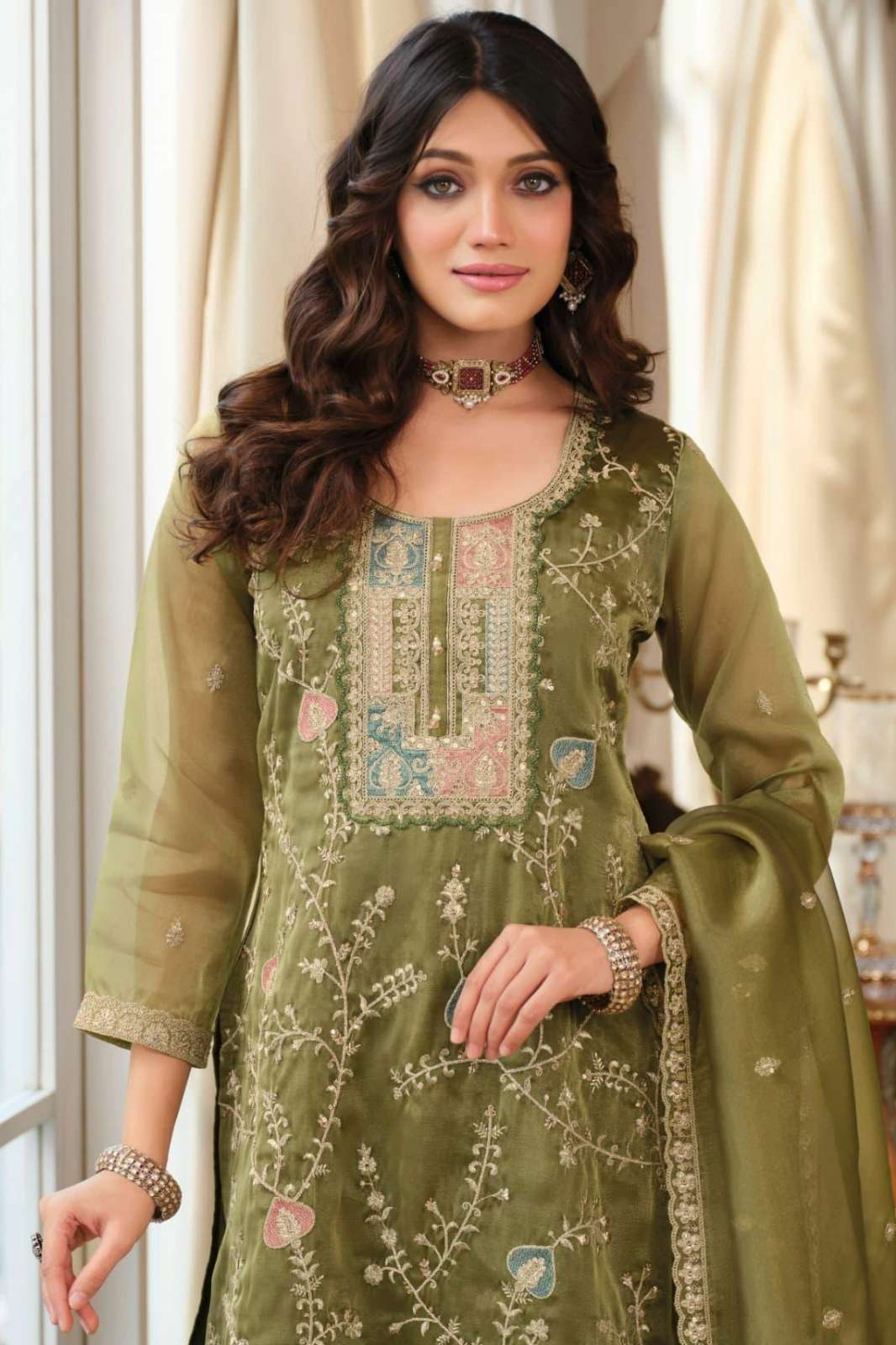 Shri Balaji Emporium Nadia Ready to Wear Shimer suit with emboidery work