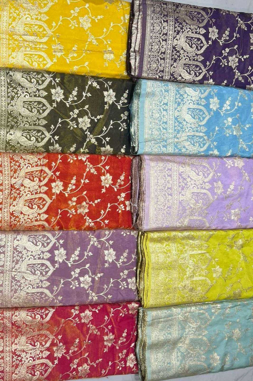 Shri Balaji Emporium Presents 46 inches pure cosmos tissue Pure zari jaccord fabric 