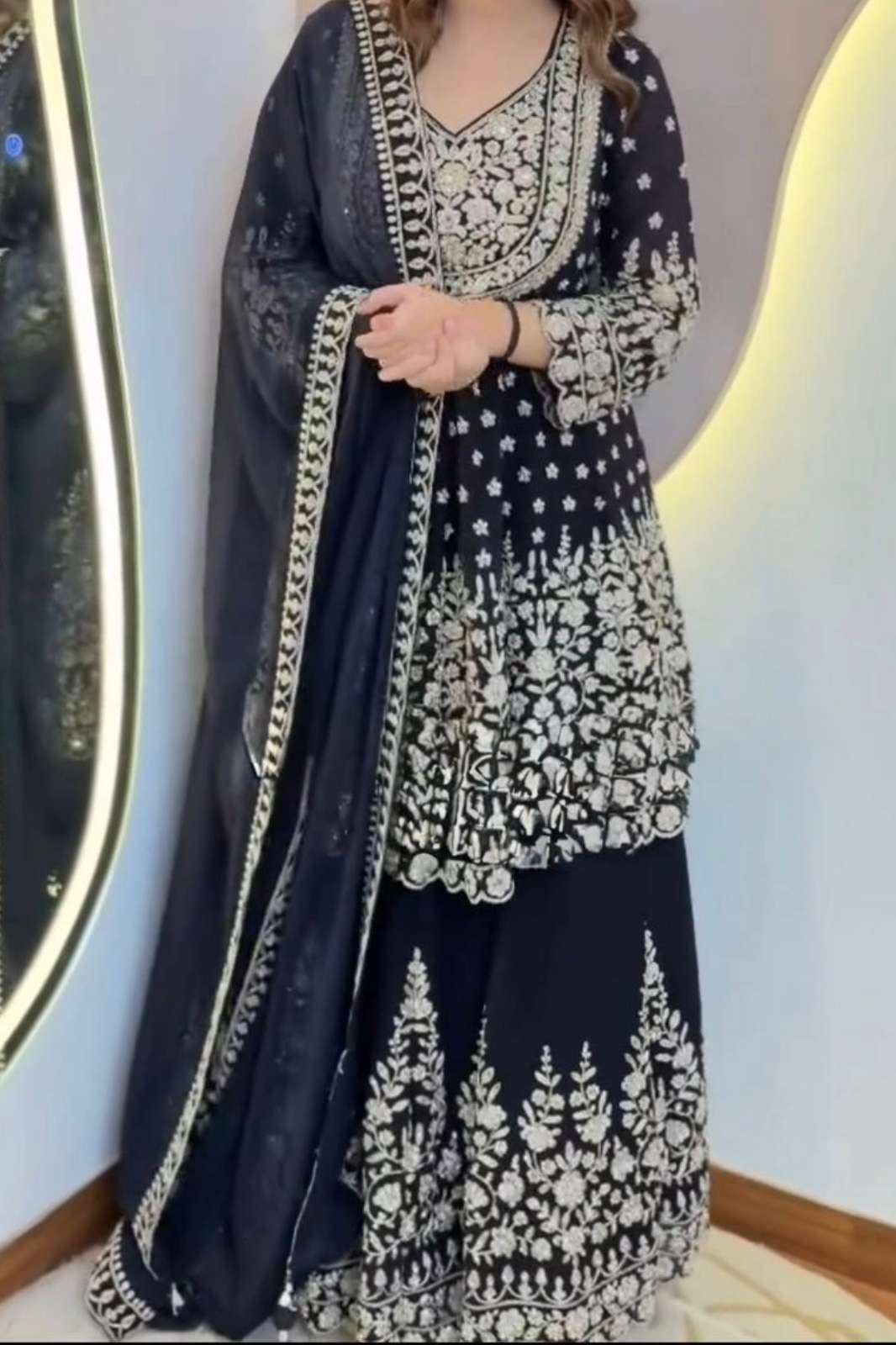 Shri Balaji Emporium R 5028 Faux Gorgette Partywear Suit with Codding dori and Sequnce work