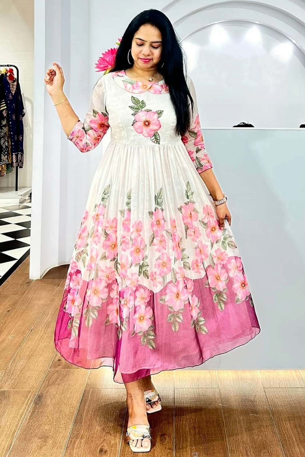 Shri Balaji Emporium Sayani long Western Wear Cotton MIX fabric 1 pcs dress collection