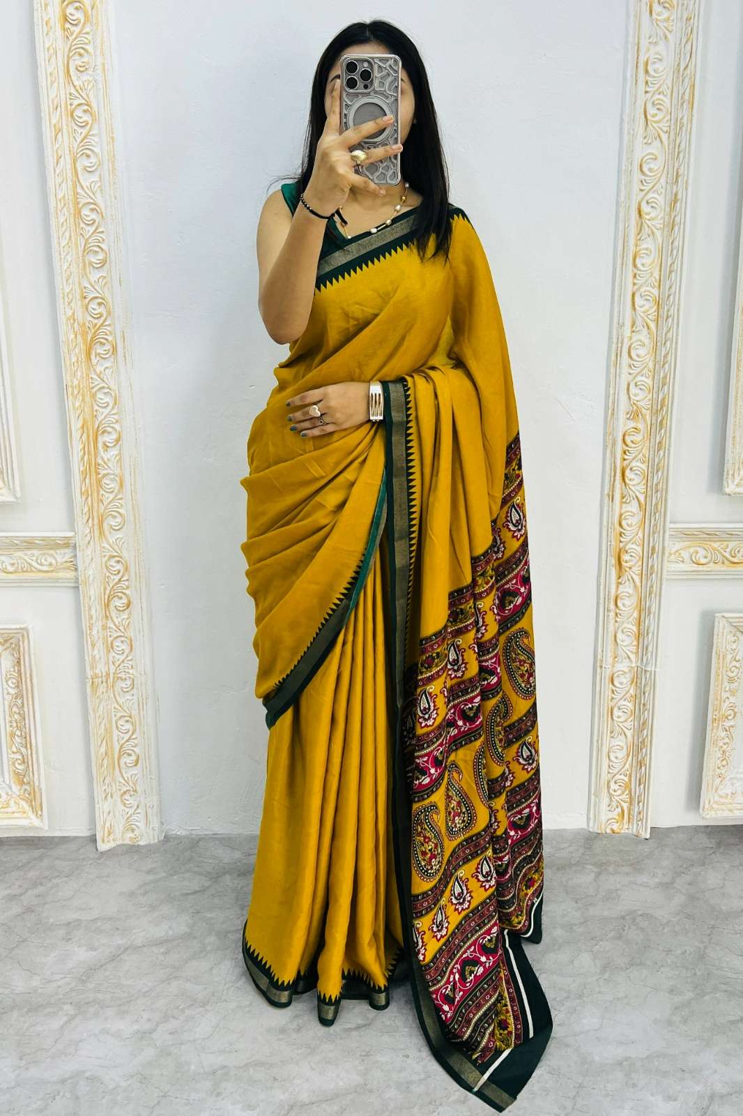 Shri Balaji Emporium SF 2298 Soft Mal Mal Cotton Silk Traditional Kalamkari Inspired Mill Print Saree
