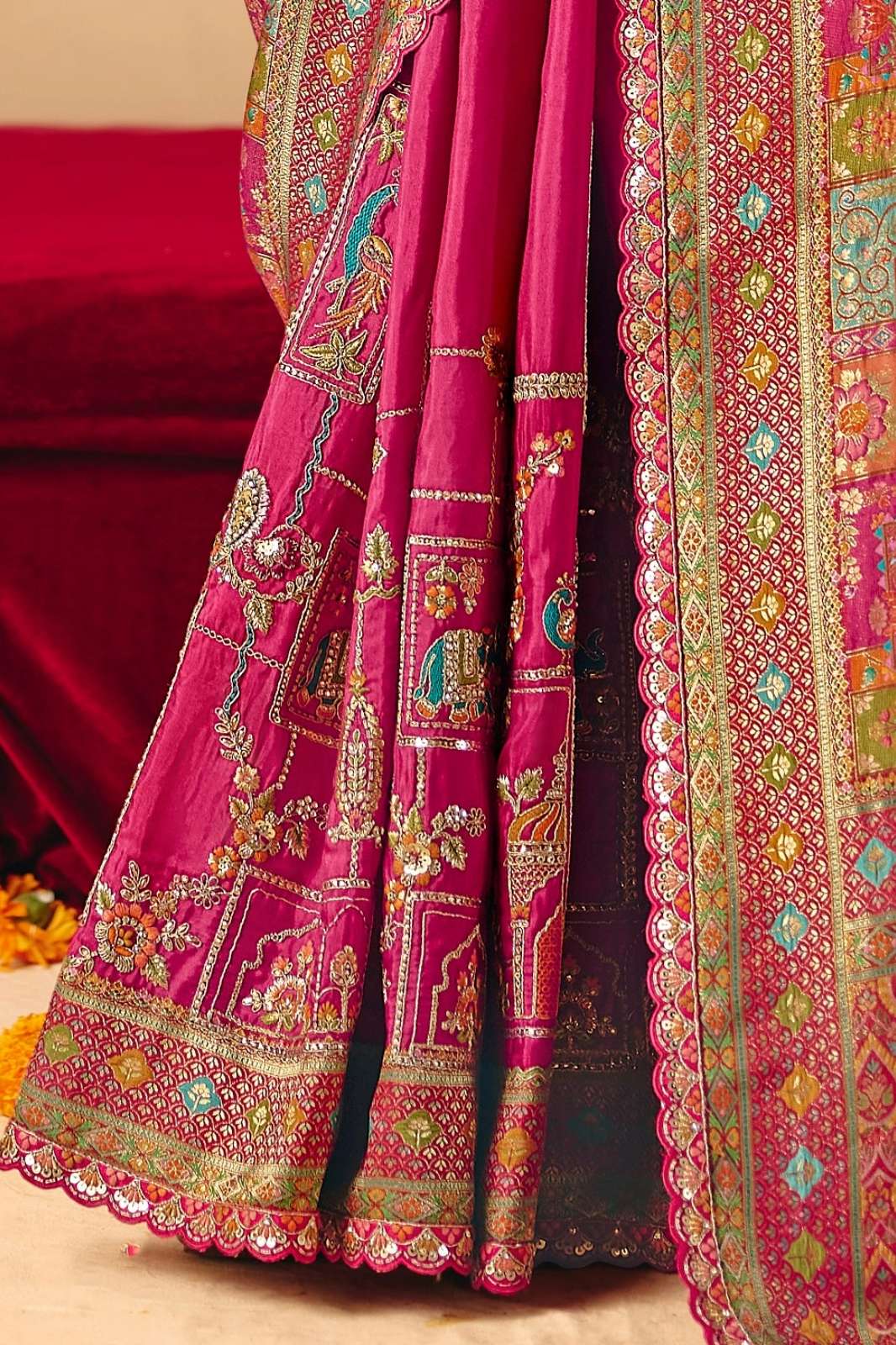 Tathastu Anaara 8200 Series Dola Zari Silk Heavy Emboidery Thread Work Wedding wear Saree collection