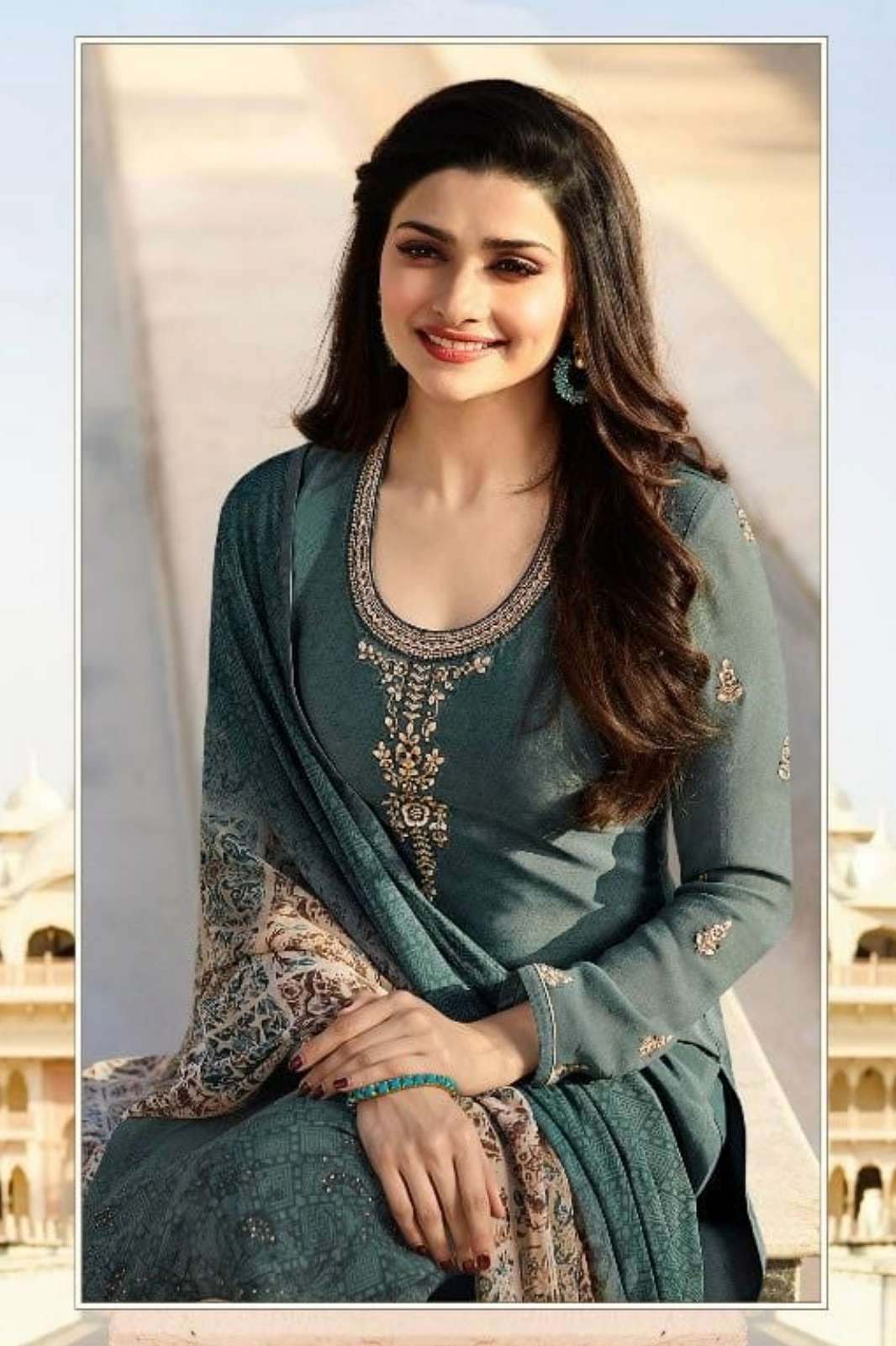 VINAY SILKINA ROYAL CREPE DIGITAL PRINTED EMBROIDERED AND ZARKAN WORK SUIT