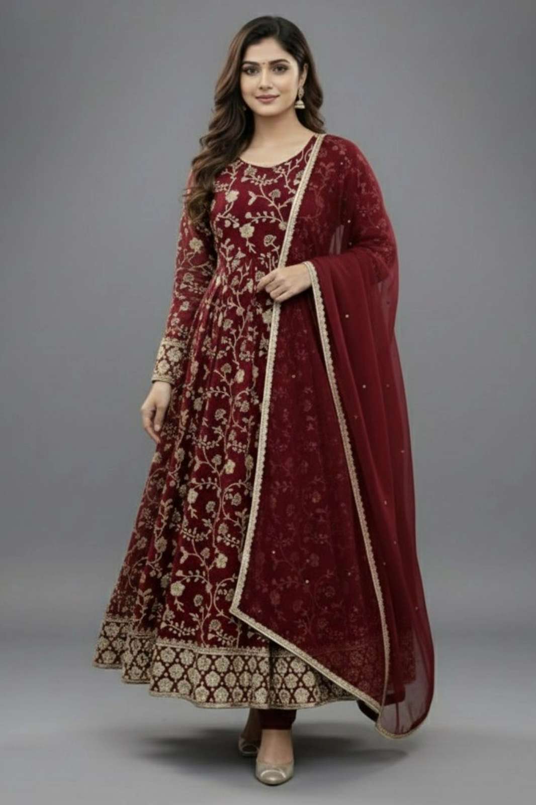 ZF 432 Faux Georgette Ready to wear Heavy Embroidery Sequence Work Designer Anarkali Suit