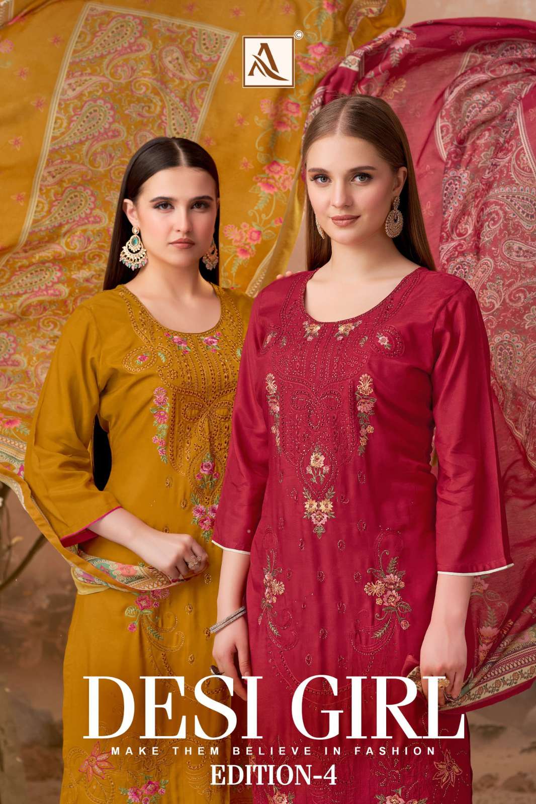 Alok DESI GIRL 4 Pure Viscose Maslin Embroidery work Designer Salwar Suit 