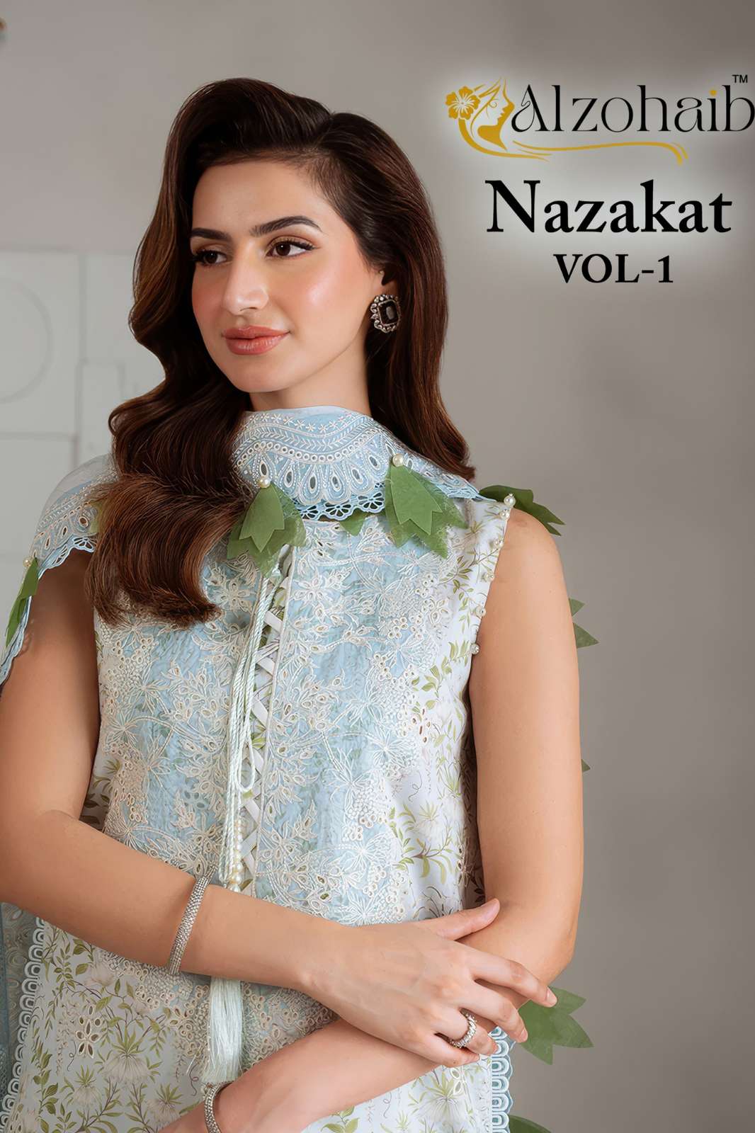 Alzohaib Nazakat Pure Cotton with Heavy Patch work Designer Salwar Suit