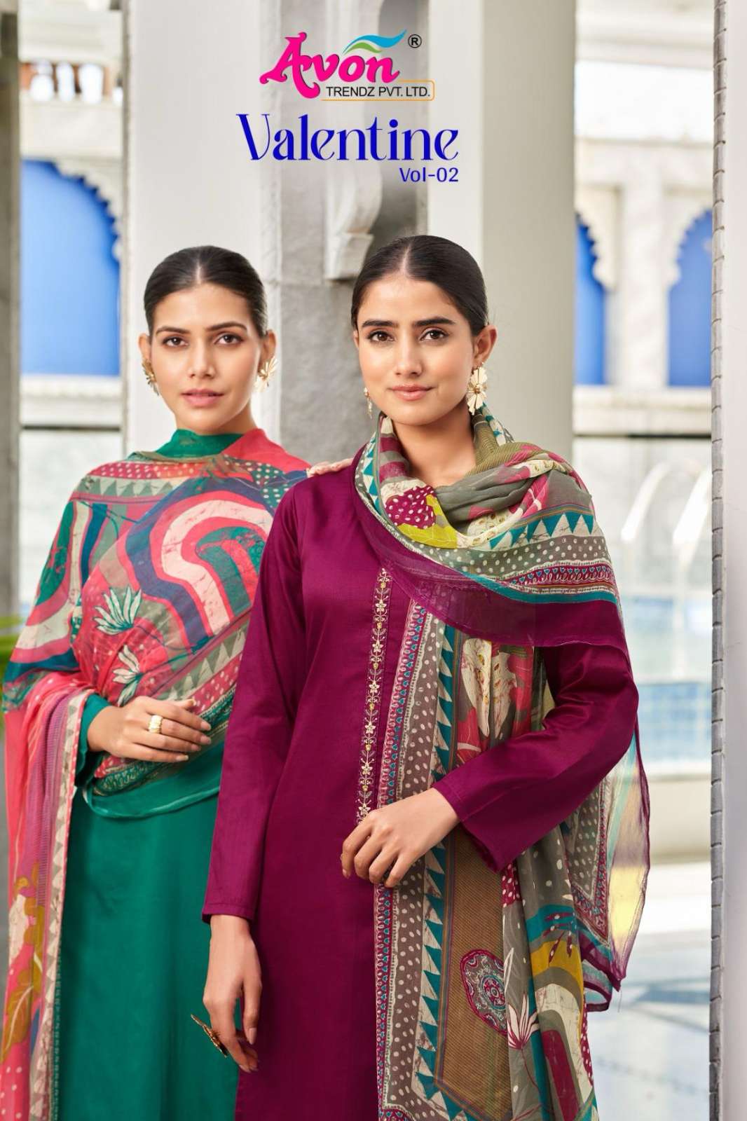 Avon VALENTINE VOL 2 Cotton Jam Satin Heavy Embroidery Designer Salwar Suit