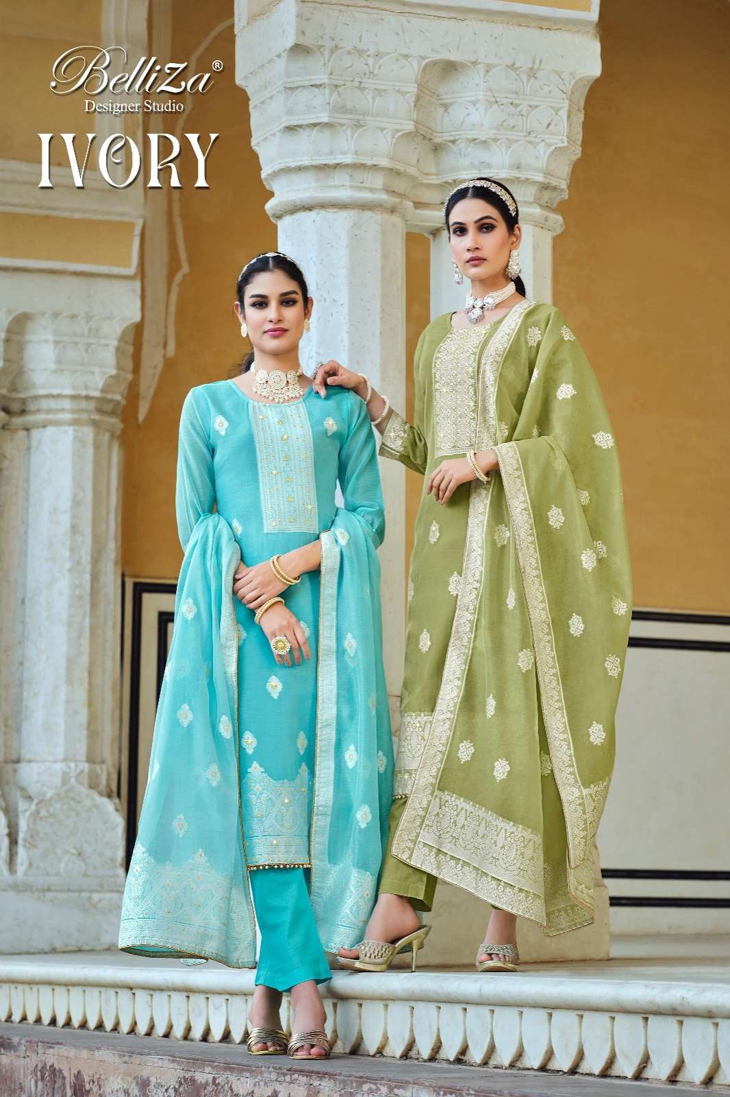 Belliza IVORY Pure Cotton Exclusive Weaving Designer Salwar Suit 