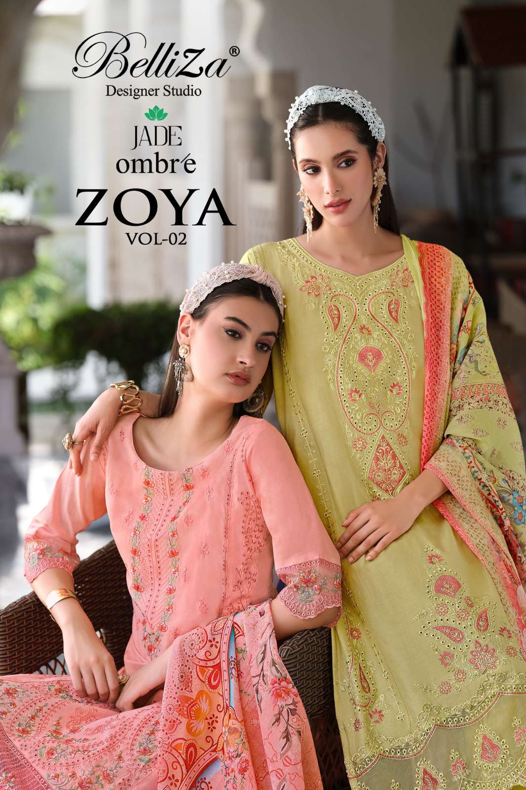 Belliza OMBRE ZOYA VOL 2 Pure Cotton Lawn Embroidery Designer Salwar Suit