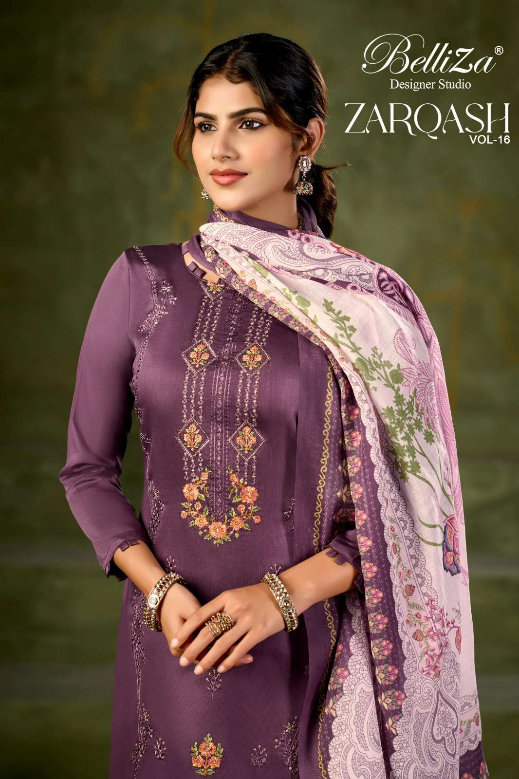 BELLIZA ZARQASH VOL 16 COTTON HEAVY  EMBROIDARY DESIGNER  SALWAR SUIT 