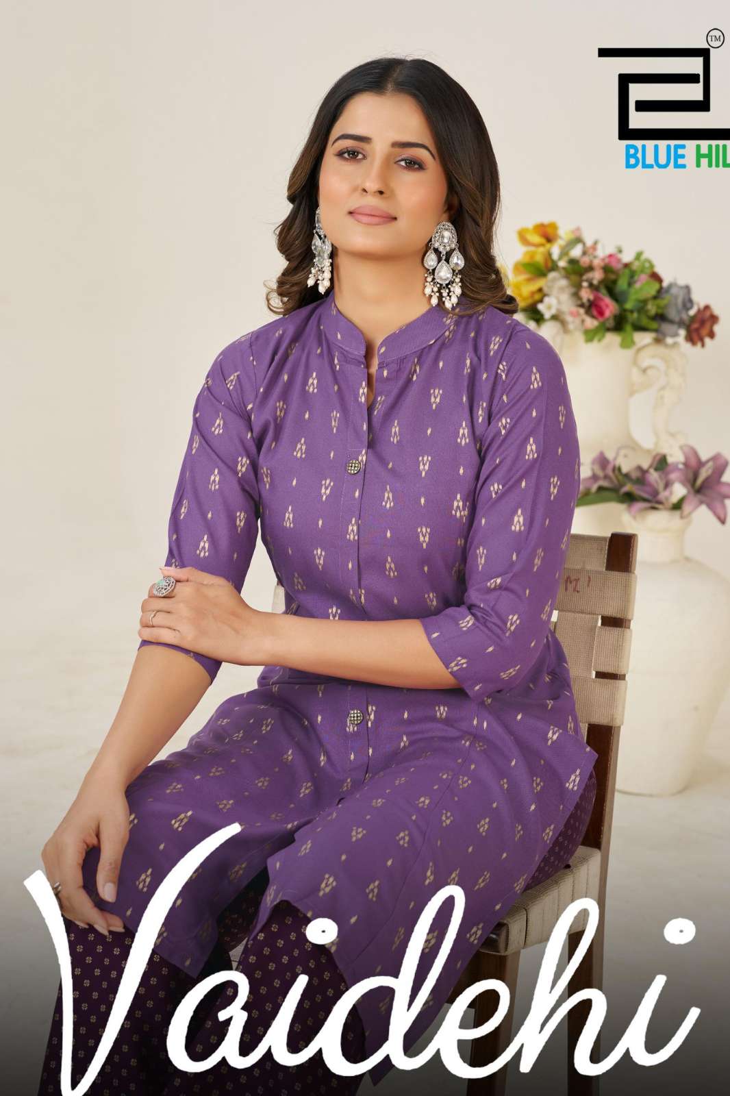Blue Hills  Vaidhehi Rayon Foil Printed Designer Kurtis
