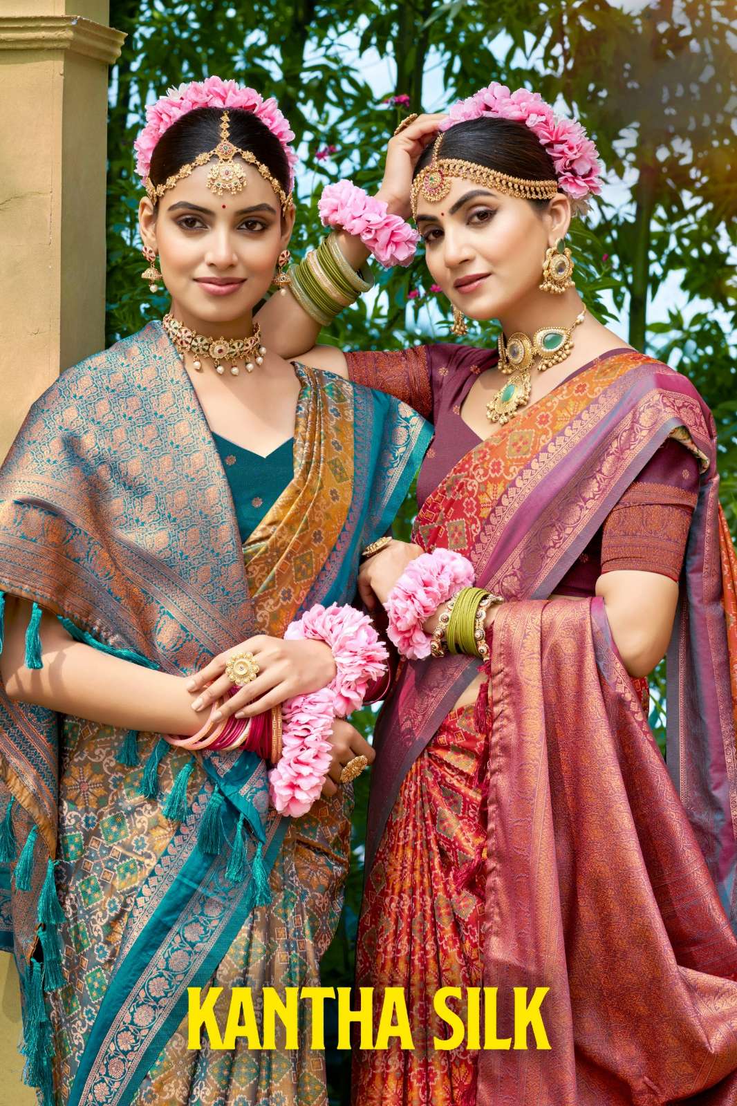 Bunawat Presents Kantha silk Series 1001 TO 1006 Soft Silk With Patola Design Weaving Saree collection