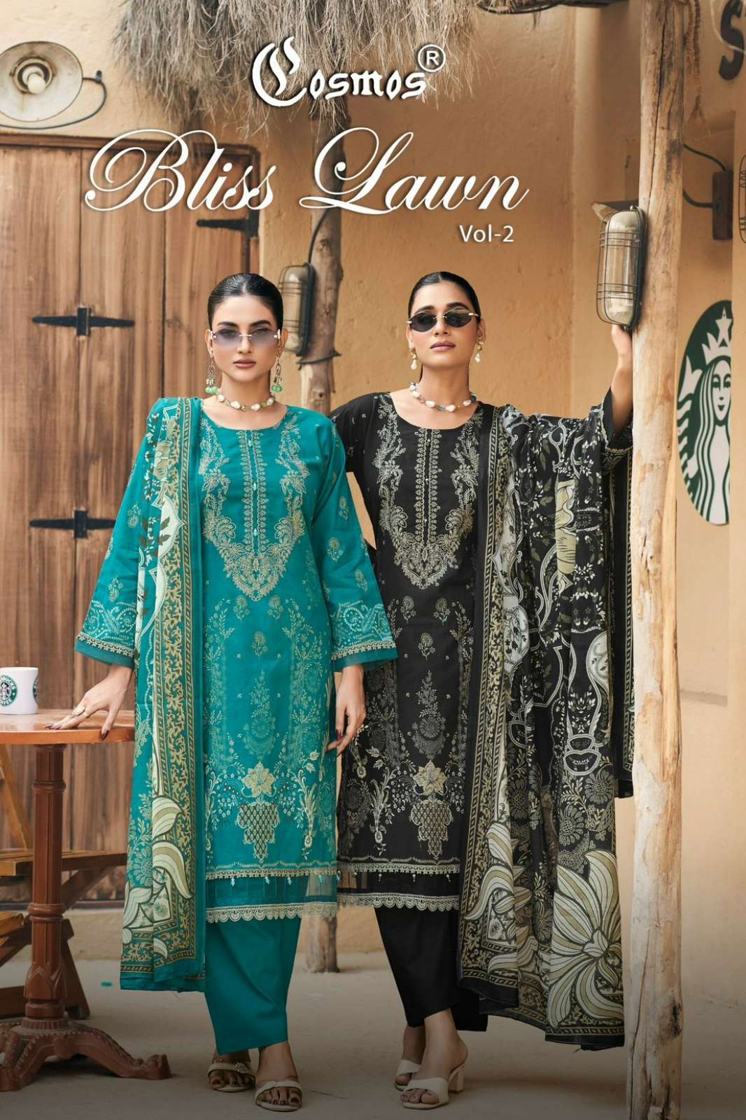 Cos Mos Bliss Lawn Vol 2 Lawn Cotton self Embroidery Designer Salwar Suit