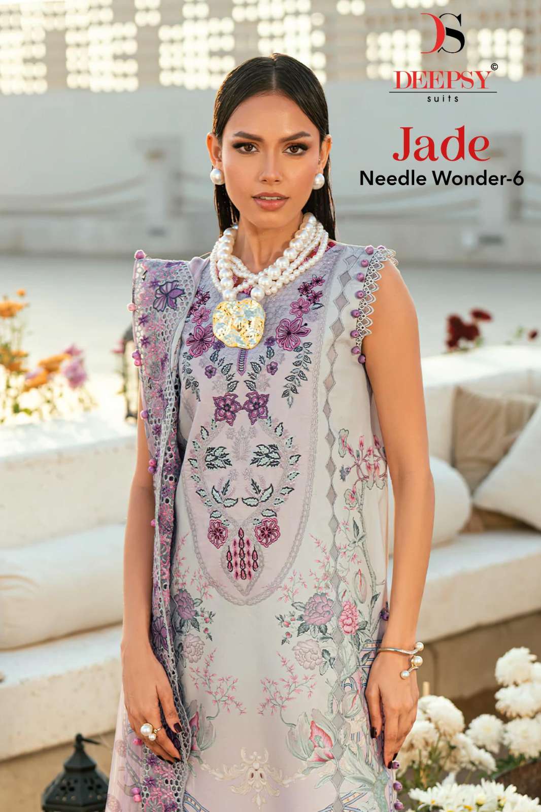 Deepsy Jade Needle wonder 6 Pure Cotton Heavy Patch Embroidery Designer Salwar Suit