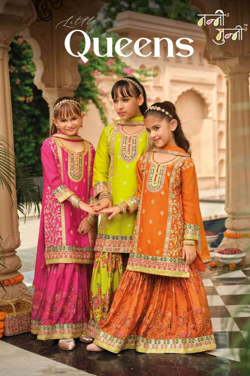 EBA Little Queen Ready to Wear Heavy Chinon Wedding wear Girls Suit with emboidery work