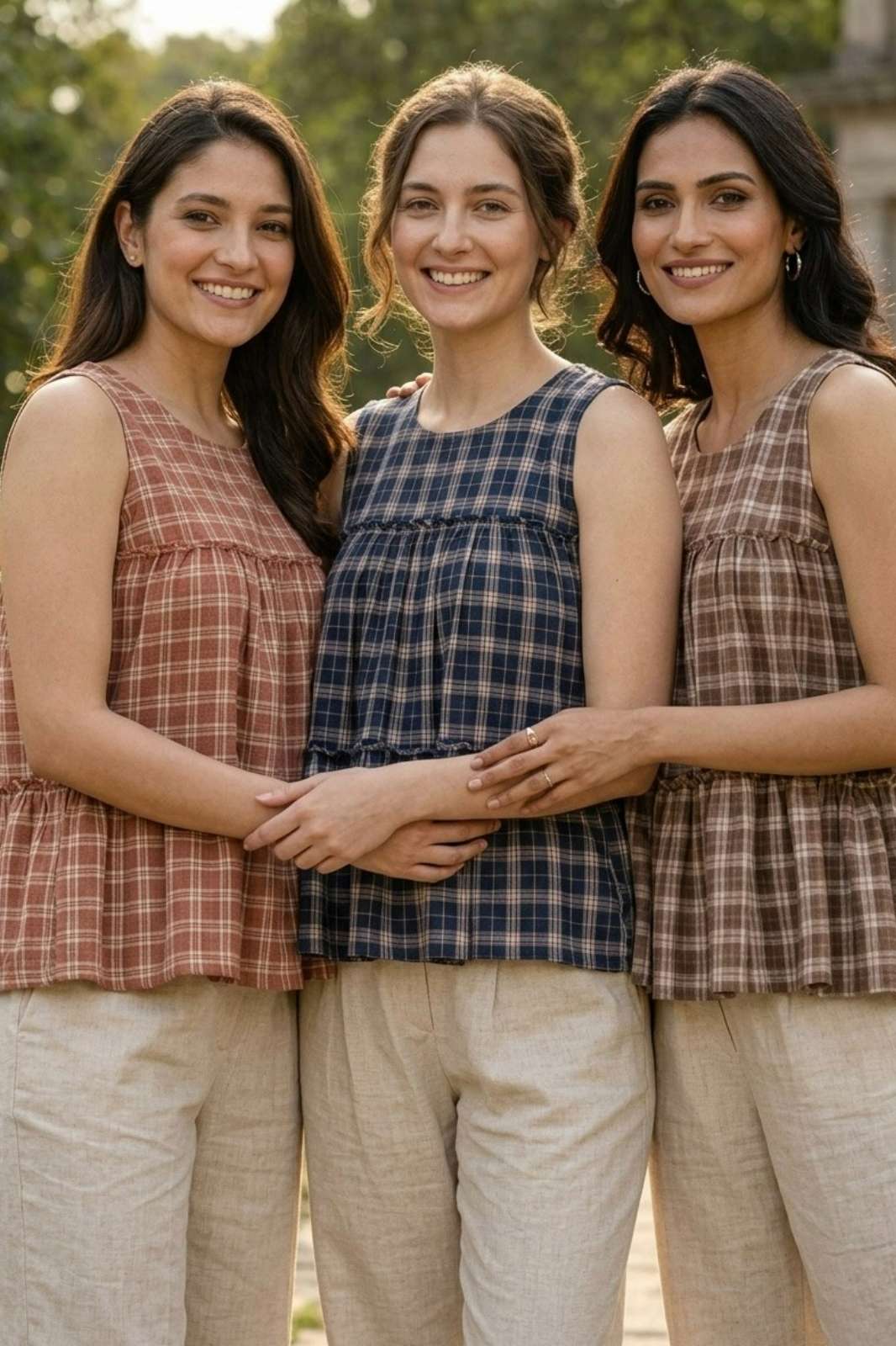 Fashionbazar365 LW 9332 Checks Linen Cotton Designer Co Ord Set