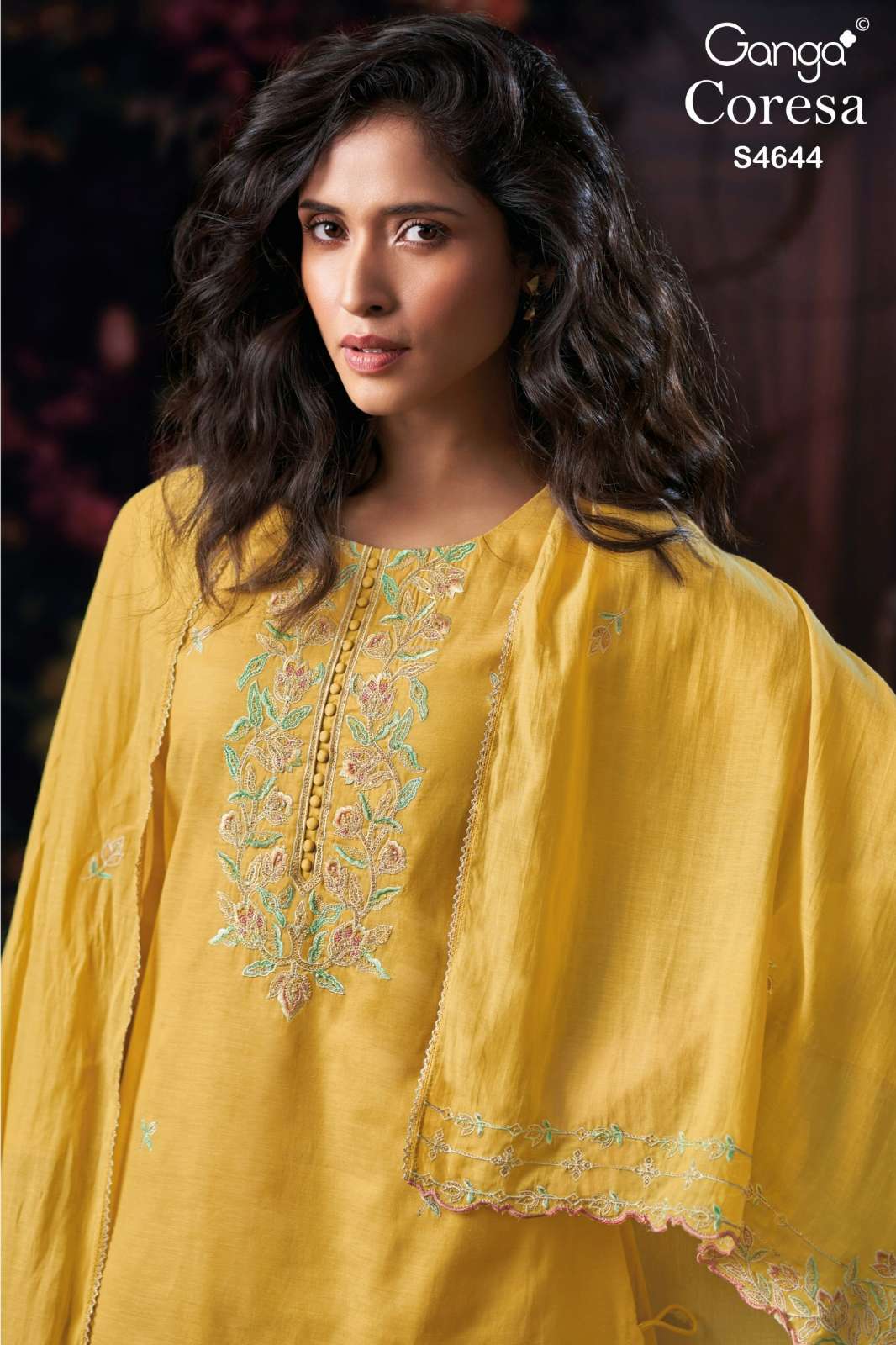 GANGA Coresa S4644 PREMIUM PURE BEMBERG MUL SOLID COLOR SALWAR SUIT