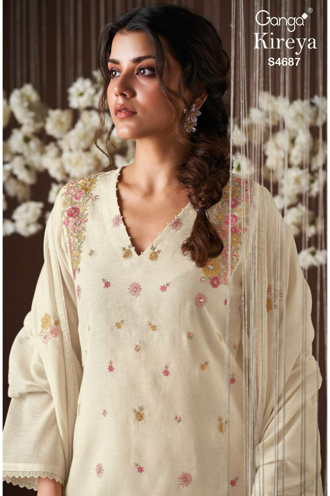 GANGA Kireya S4687 PREMIUM PURE MUL CHANDERI SOLID COLOR SALWAR SUIT