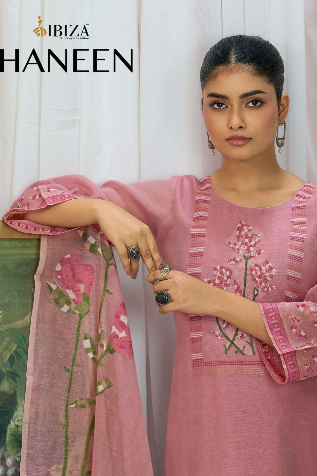 Ibiza HANEEN Pure lilen Cotton with Embroidery Work Designer Salwar Suit