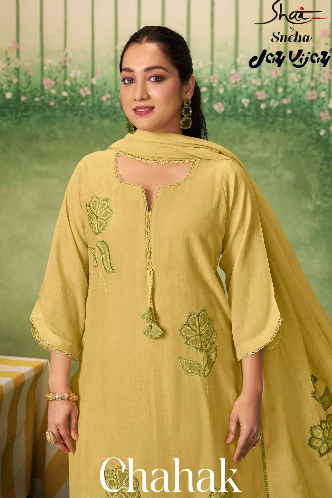Jay Vijay Chahak 3265 Pure Mal Chanderi Patch Embroidery Designer Salwar Suit