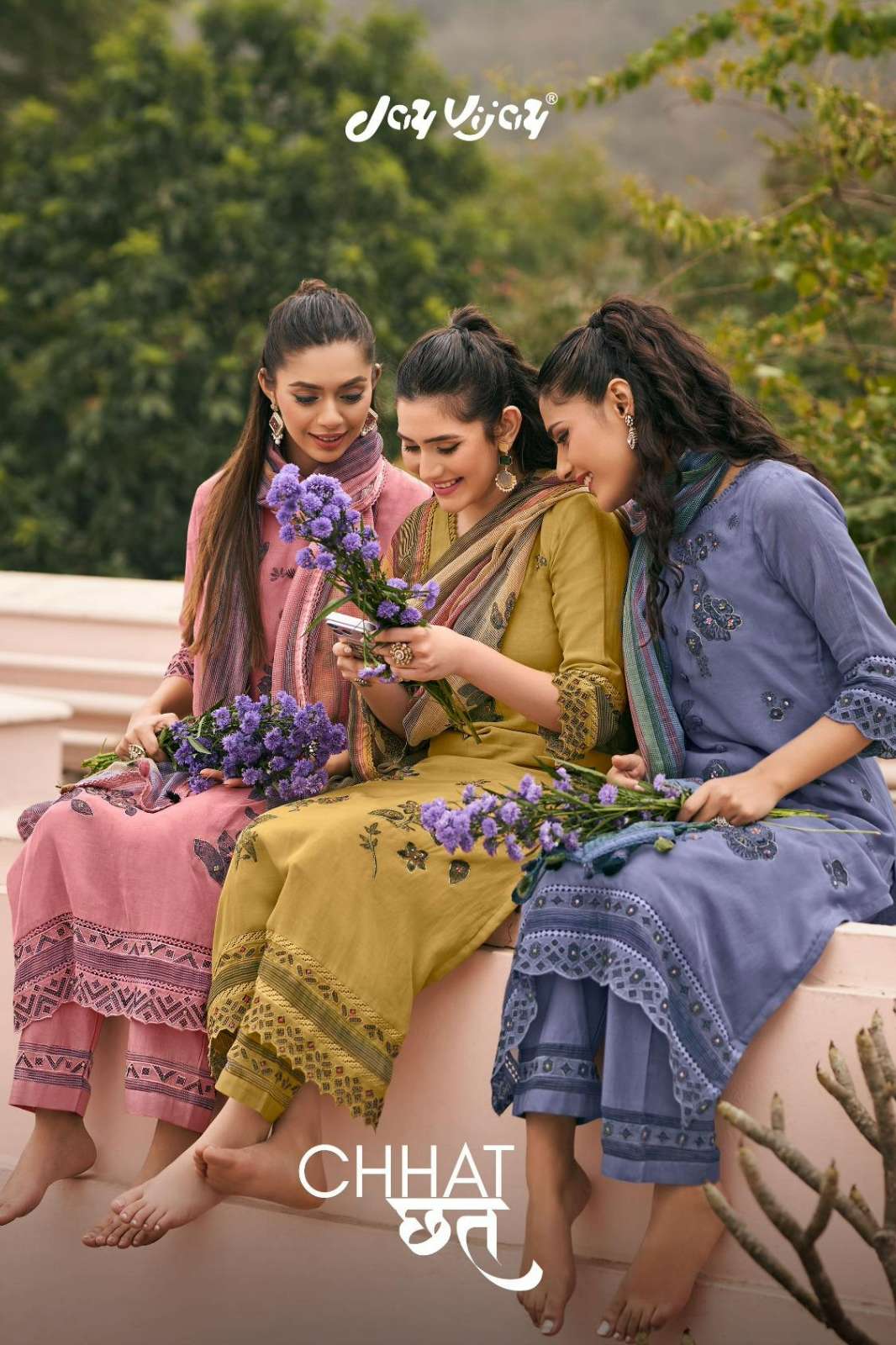 Jay Vijay Chhat 11091 11096 Premium Malai Chanderi Jacquard Salwar Suit