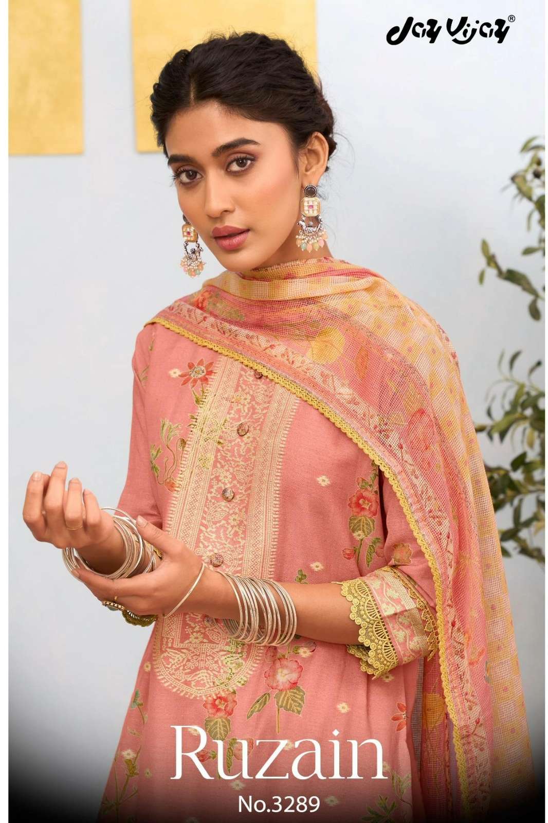 JAY VIJAY Ruzain 3289 PURE LILEN JACQUARD DIGITAL PRINTED SALWAR SUIT