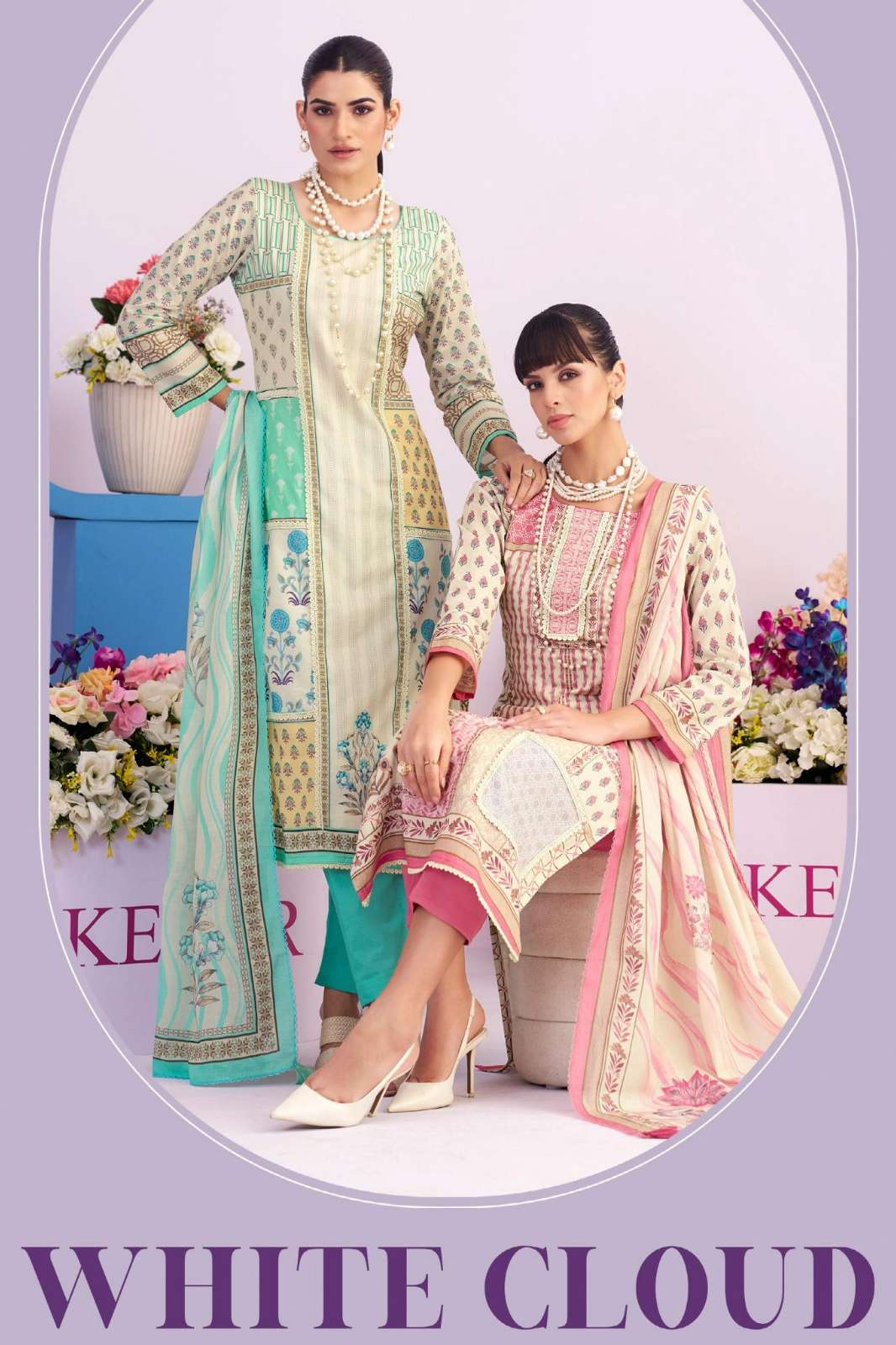 KESAR white cloud PURE LAWN COTTON DIGITALLY PRINTED SALWAR SUIT