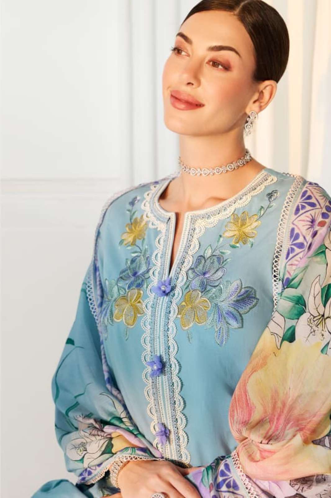 Kimora Baroque Pure Cotton lawn Embroidery Designer Salwar Suit