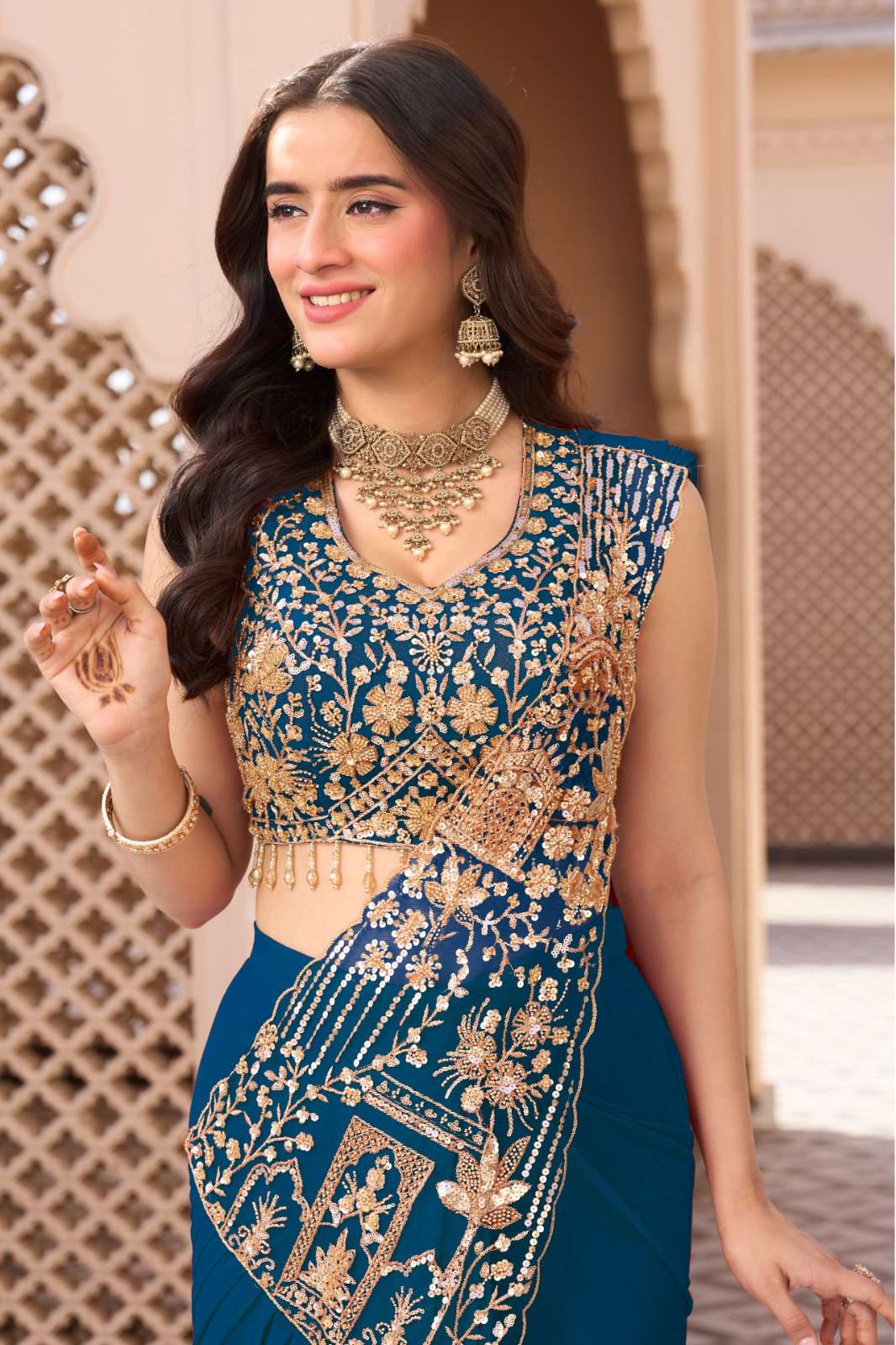 Lapink 21724 Viscose Fabric Embroidered with Sequence & Moti work Designer Saree