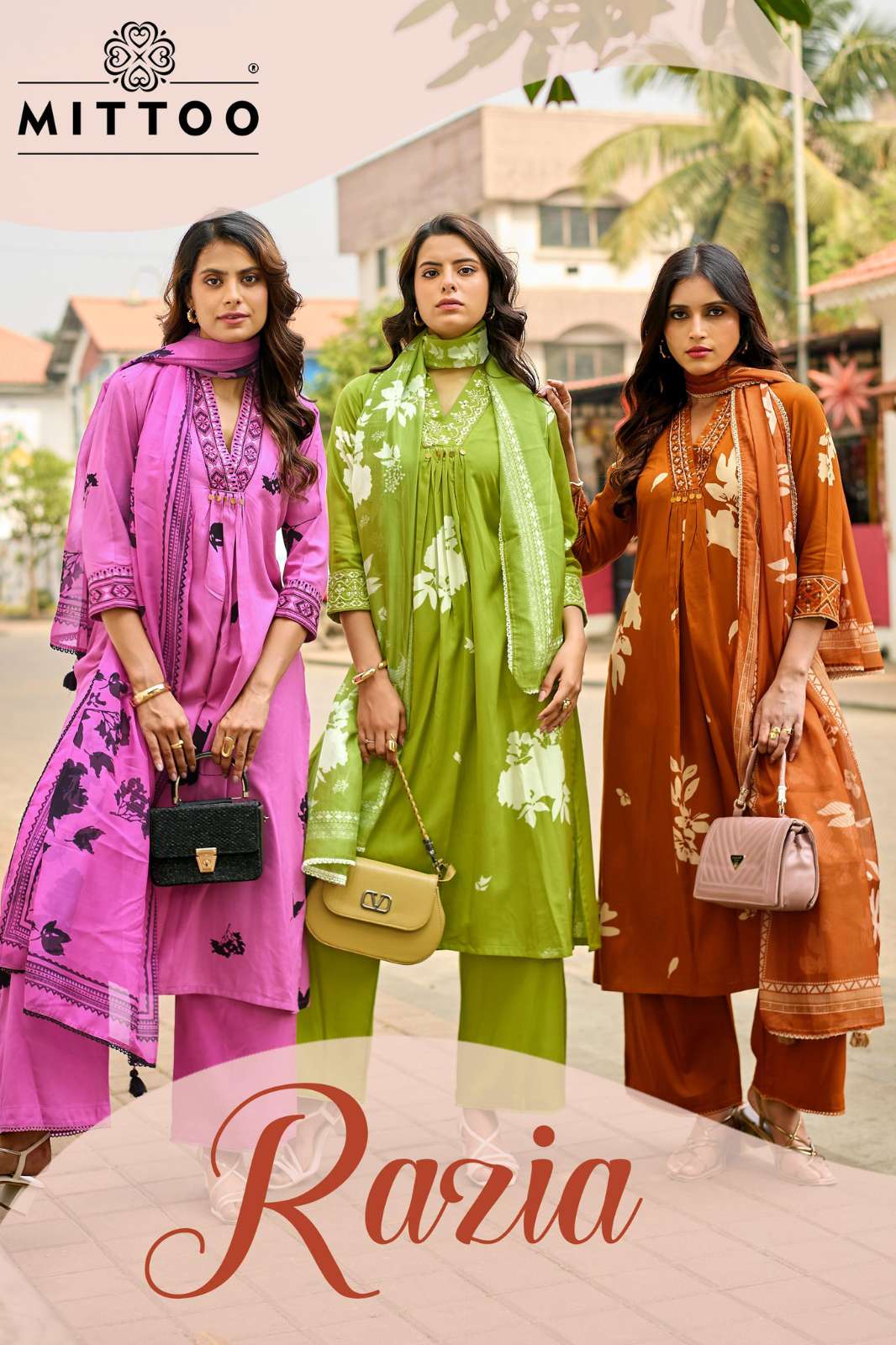 MITTOO RAZIA RAYON PRINTED WITH HANDWORK DESIGNER SALWAR SUIT