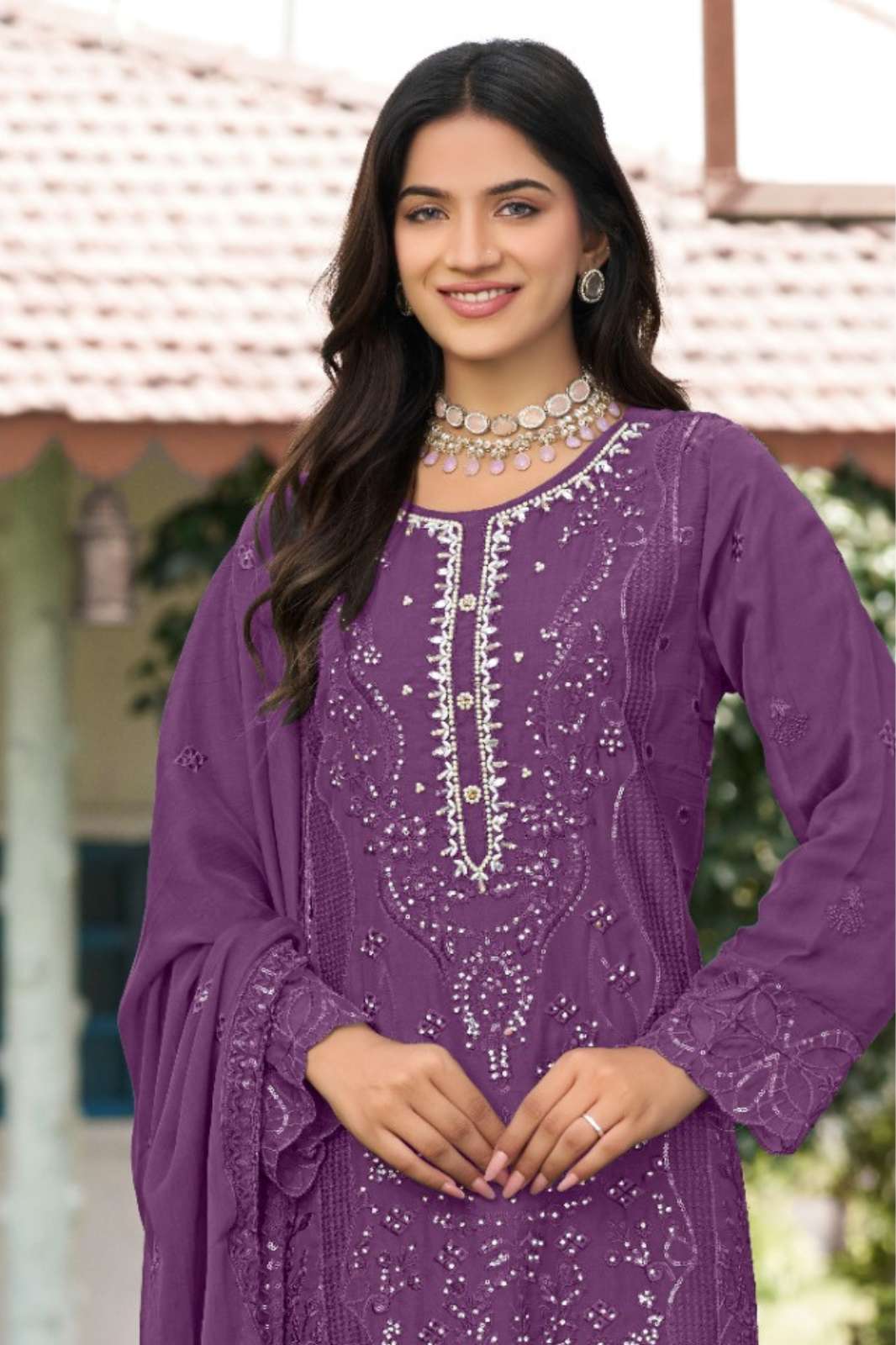 MOTIFZ 5372  Siffon  with Embroidery Khatli work Designer Salwar Suit